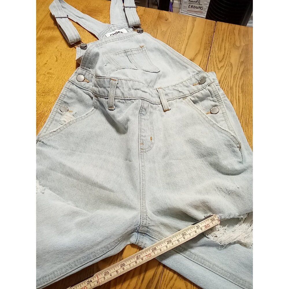 RSQ OVERALLS Jeans Womens SMALL / MEDIUM ? ? BLUE Preowned DISTRESSED Denim - Picture 4 of 10